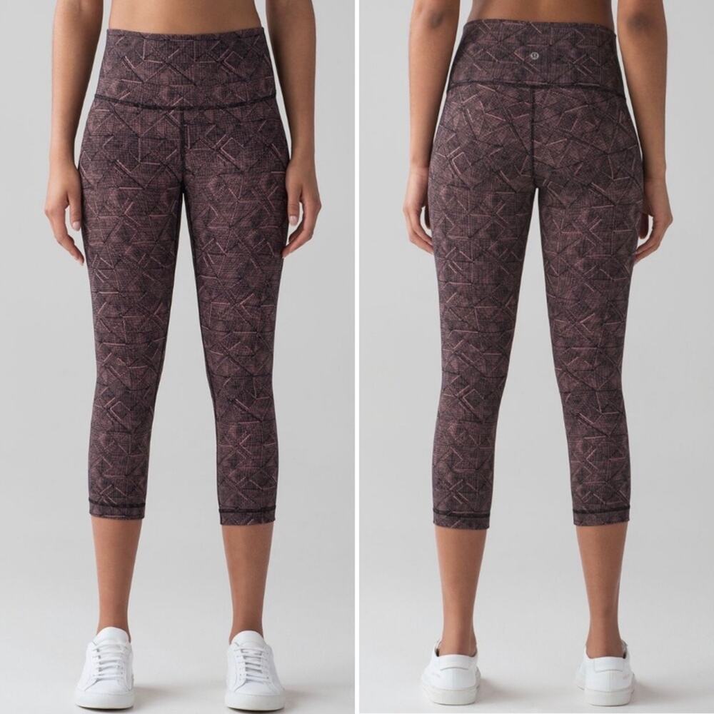 Lululemon Wunder Under Crop Hi-Rise Full-On Luxtreme 21" Pink Black Diamond